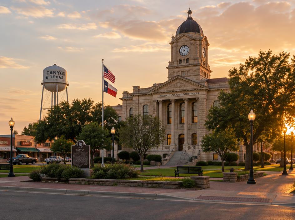 Homes and scenery in Canyon, Texas